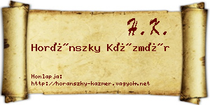Horánszky Kázmér névjegykártya